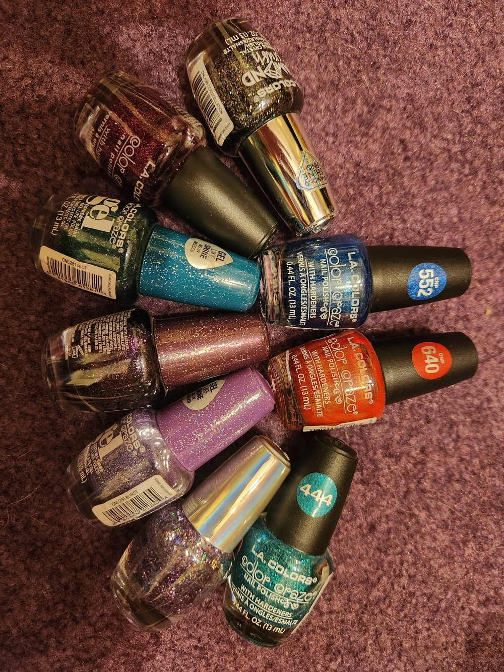 La Colors Glitter Nail Polish Set - Purple, Blue, Teal, Red, Black, Silver